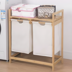 Wooden & Fabric Laundry Basket